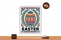 Decorated egg surrounded by leaves and flowers easter Product Image 1