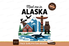 Rustic cabin totem bear orca mountain scene image Product Image 1