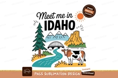 Cow by river and mountain landscape tree Product Image 1