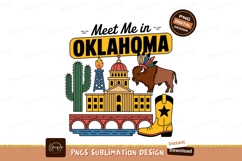 Oklahoma state icons buffalo cactus building boot image Product Image 1