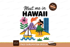 Hawaiian island scene with dancer and volcano flower Product Image 1