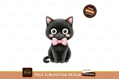 Black cat wearing pink polka dot bow image Product Image 1