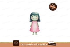 Green doll pink dress stitched mouth image Product Image 1