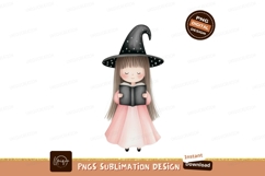 Little witch reading a book girl Product Image 1