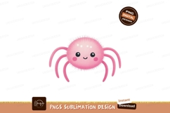 Fluffy pink spider with happy face cute cartoon Product Image 1