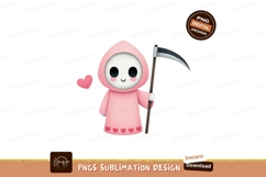 Pink grim reaper with scythe and heart image Product Image 1