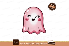 Cute pink ghost with happy face and stars image Product Image 1