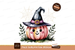 Cute pumpkin witch hat cobwebs halloween Product Image 1