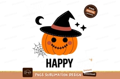 Happy Halloween pumpkin character with spiderwebs jackolante Product Image 1
