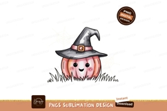 Cute pink pumpkin witch hat spiderwebs halloween Product Image 1
