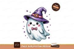 Cute ghost wearing witch hat and bow tie halloween Product Image 1