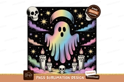 Rainbow ghost with skulls and candles moon Product Image 1