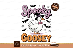 Spooky goose wearing hat and bow white pink Product Image 1
