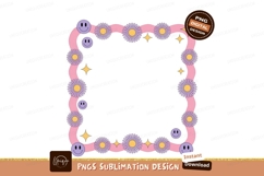 Pink wavy border purple flowers yellow stars smiley faces Product Image 1