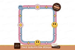 Retro frame smiling flowers stars image Product Image 1
