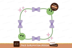 Green vine frame with purple bows and pink sparkles Product Image 1