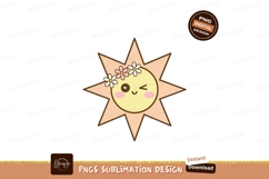 Kawaii sun with flower crown cute yellow Product Image 1