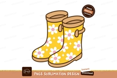 Yellow floral rain boots flowers pink Product Image 1
