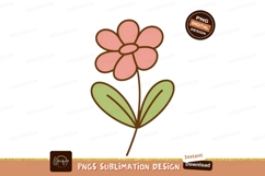 Pink flower with green leaves stem Product Image 1