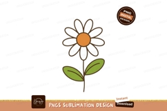 White daisy with orange center and green leaves flower Product Image 1