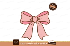 Pink bow with brown outline ribbon knot Product Image 1