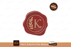 Red wax seal with golden letter K and laurel image Product Image 1