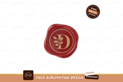 Red wax seal with golden letter D and leaves image Product Image 1