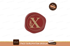 Red wax seal with golden X and wheat letter Product Image 1