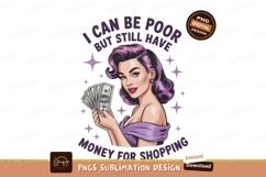 Woman holding money purple hair stars shopping Product Image 1