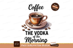 Coffee cup with beans and text saucer brown Product Image 1