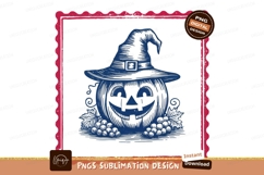 Blue witch hat pumpkin spooky face halloween Product Image 1