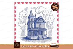Blue Victorian house smoke black Product Image 1