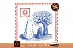 Blue ghosts under tree with stamp orange Product Image 1