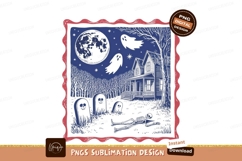 Spooky house graveyard moon ghosts skeleton halloween Product Image 1