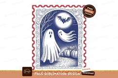 Spooky night scene with ghosts and bat halloween moon Product Image 1
