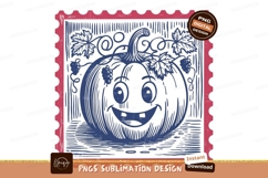 Happy pumpkin face on postage stamp halloween Product Image 1