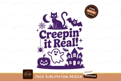 Purple Halloween Cat Ghost Pumpkin Bat House image Product Image 1