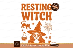 Resting Witch Halloween Design spiderweb potion Product Image 1