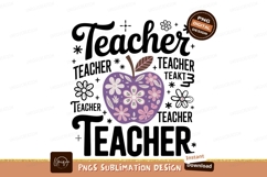 Purple apple floral design teacher education Product Image 1