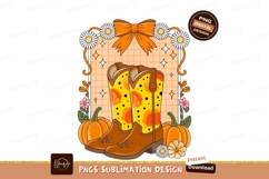 Autumn cowboy boots with pumpkins and flowers image Product Image 1