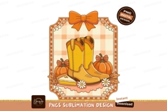 Orange boots pumpkins pie flowers image Product Image 1
