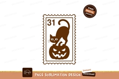 Black cat pumpkin stamp halloween jackolantern Product Image 1