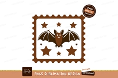 Bat stars postage stamp halloween orange Product Image 1