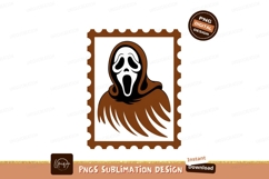 Ghostly figure brown hooded robe white mask scary Product Image 1