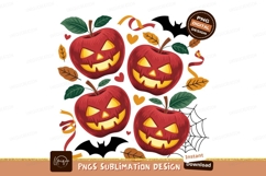 Spooky carved apples with Halloween decorations jackolantern Product Image 1