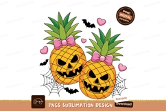 Spooky pineapple friends with pink bows halloween fruit Product Image 1