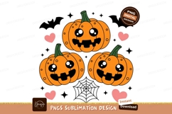 Three grinning pumpkins with hearts halloween orange Product Image 1
