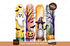 Spooky Halloween cat ghost pumpkin bats witch Product Image 1