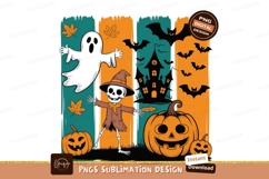 Spooky Halloween characters and pumpkins ghost skeleton Product Image 1