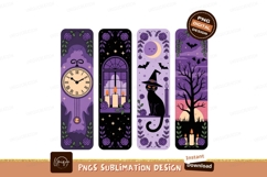 Halloween themed bookmarks with cat moon and clock Product Image 1